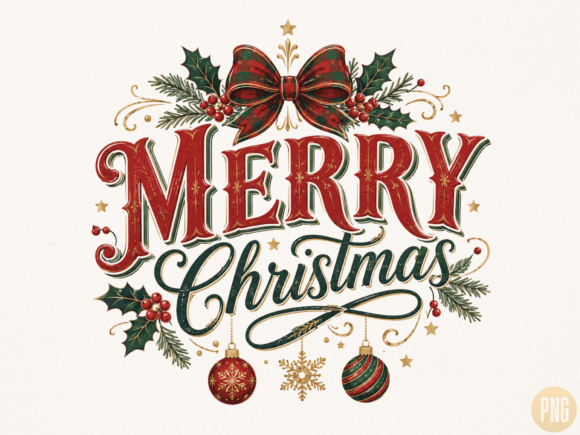 Download Merry Christmas Vintage Typography PNG - Typo Collection