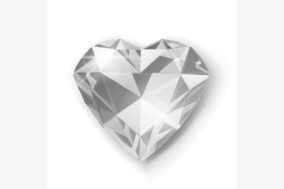 Download Diamond Heart Shape on White Background. - Diamond heart shape Collection