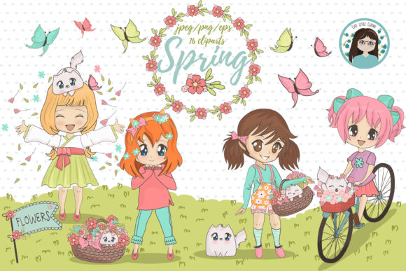 Download Chibi Spring Girls - Premium Resources