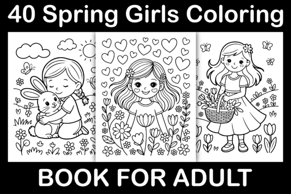 Download Spring Girls Coloring Book - Premium Bundle
